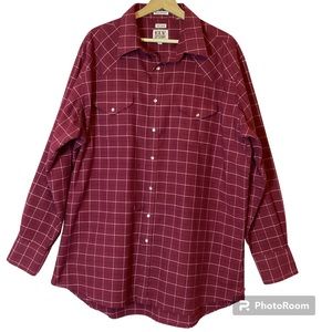 MEN’S ELY CATTLEMAN LONG SLEEVE FLANNEL PLAID WESTERN SNAP SHIRT